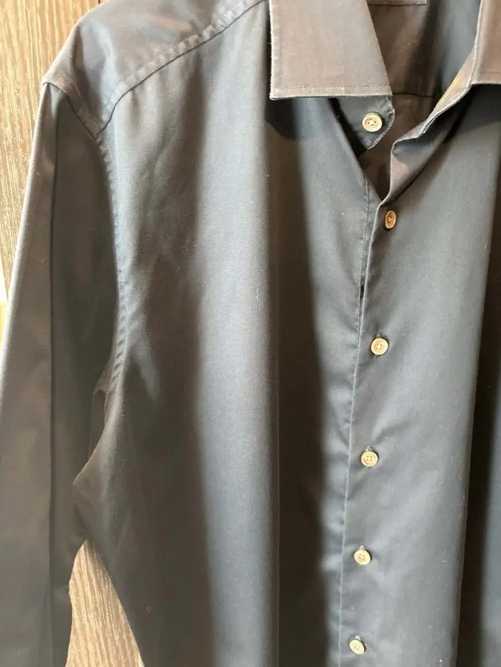 Zanella Men's Navy Blue Long Sleeve Dress Shirt Size 16.5 L - Picture 3 of 11